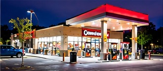 Convenience store exterior at night